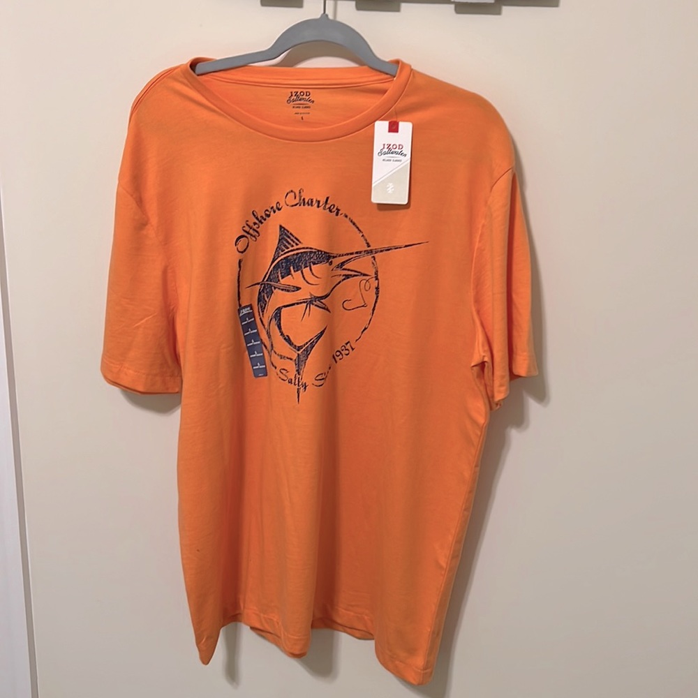 Izod Saltwater Men’s Graphic Teeshirt / Brand NWT / Size L / Color Sour Orange